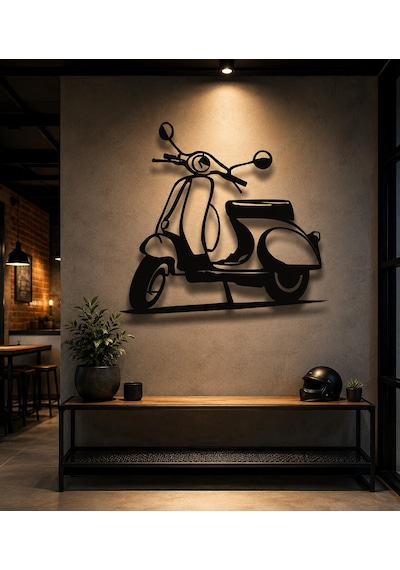Scooter Metal Duvar Dekoru Siyah