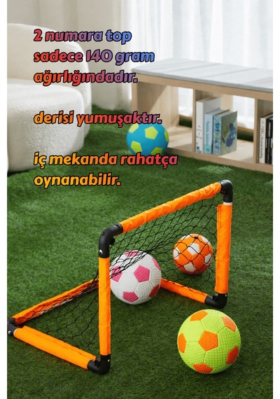 Hentbol Topu Renkli Soft Katman Çocuk Mini Futbol Topu No:1 İç Mekan Minik Top Turuncu