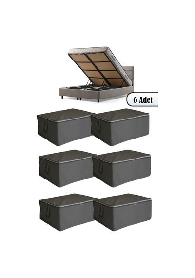 6 Adet - Bazaaltı Ve Çekyat Hurç 60 X 40 X 22 Cm Antrasit-düz Tela 60 X 40 Gri Tr Diğer