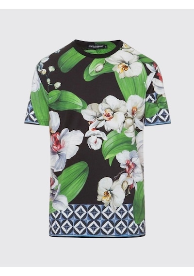 Dolce & Gabbana Flower Print T-shirt Siyah - Yeşil