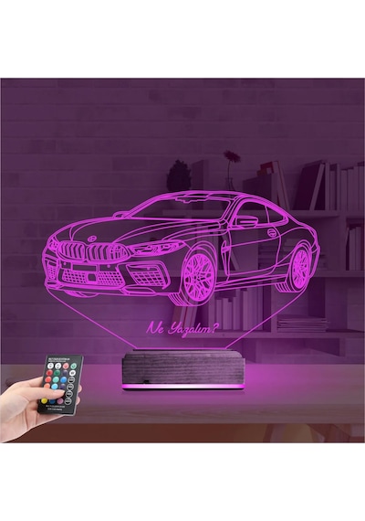 Luvivia Araba Bmw M8 Kişiye Özel 3d Lamba - Masa Gece Lambası Şeffaf