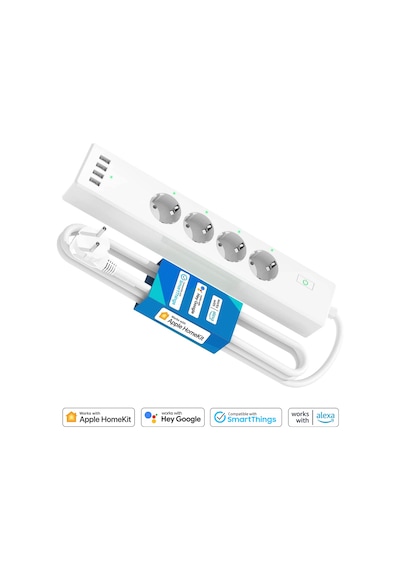 Meross Wi-Fi Uzaktan Kontrollü Akım Korumalı 4 USB Girişli Akıllı 4lü Priz
