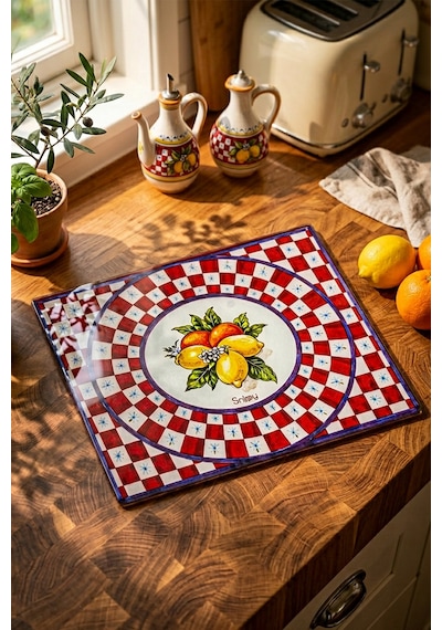 Snippy Amalfi - Cam Kesme Tahtası Cam Kesim Panosu Dekoratf Cam Kesim Tablası 29 X 34 Cm Çok Renkli