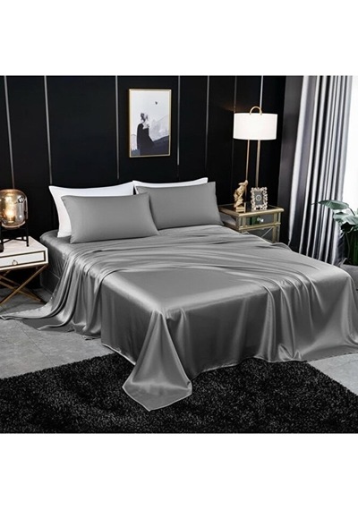 Metin Ev Premium 120 Tel Pamuk Saten Lastiksiz Çarşaf Seti 2 Y Gri