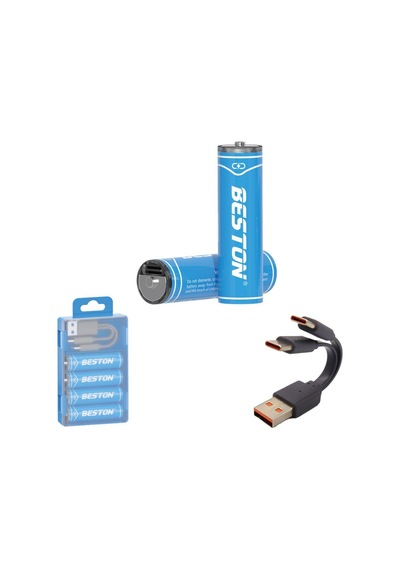 Beston Usb Type-c Kablo İle Şarj Edilebilir Lityum 4'lü Kalem Pil 1.5v Aa / 2220 Mwh 500mah