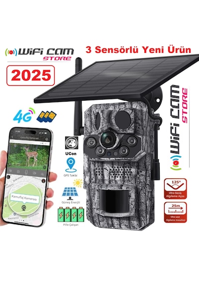 3 Sensörlü Gps Destekli 4g Sim Kartlı Solar Foto Kapan Kamera