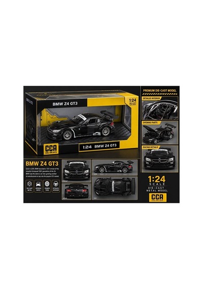 1:24 Ölçek Bmw Z4 Gt3 Diecast Model Araba Siyah Açılan Kapılar Bmw Z4 Model Araba Standlı Özel Kutud