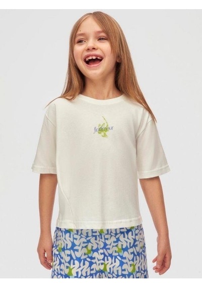Nk Kids Kız Çocuk Pamuklu Desenli T-shirt-15873 Ekru Nk Kids Kız Çocuk Pamuklu Desenli T-shirt-15873 Ekru