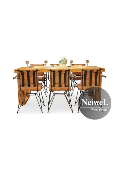 Neiwel Mai X Doğal Ahşap Yemek Masası-80-140 Açık Ceviz