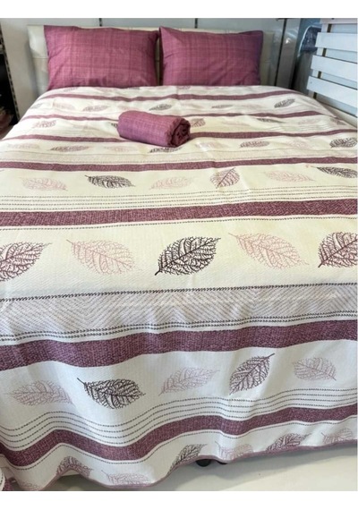 Mor Yaprak Desenli Tek Kişilik Pike 160x240 Cm Doğadan Şıklık Ve Hafiflik Renkli