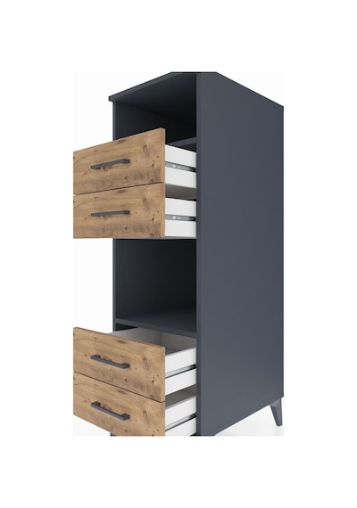 Kronos Dolap 2 Raflı 4 Çekmeceli 44x59x134 Antrasit-çam Antrasit