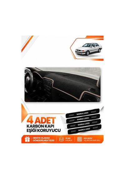Seat Toledo 1995-2005 Uyumlu Ön Örtüsü Torpido Koruma Koruyucu Kılıfı Halısı - Siyah Bej