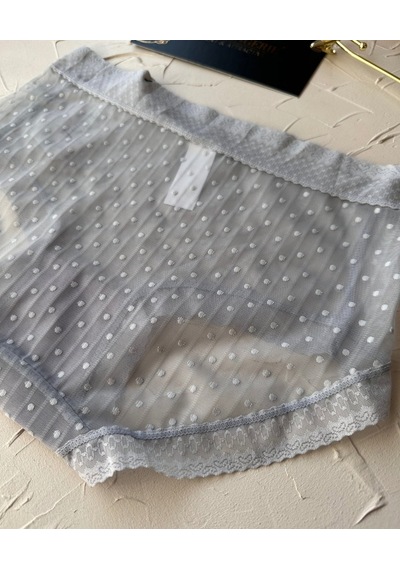 Lily Baby Puantiyeli Pamuk Ağlı Transparan Esnek Normal Bel İthal Gri