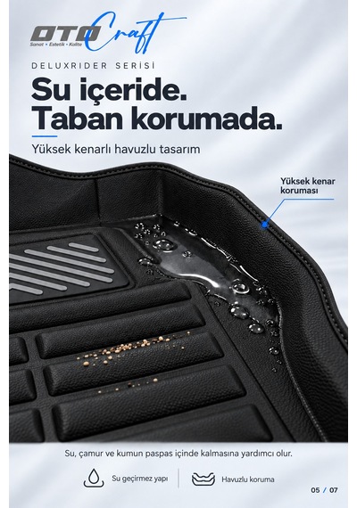 Otocraft Citroën Ë-c3 Aircross 2025-2026 Araca Özel Deluxrider Lüks Havuzlu Paspas Tam Set 3 Parça