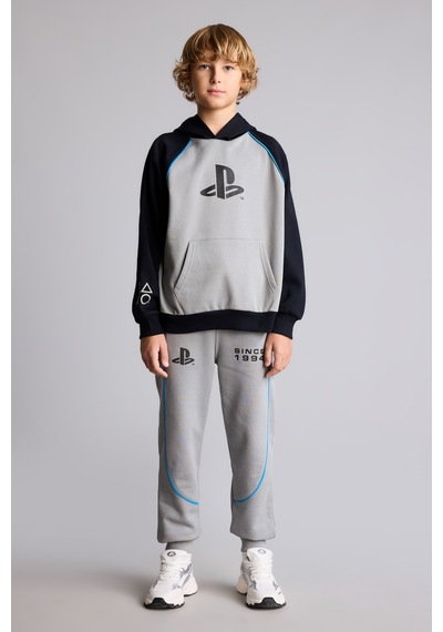 Defacto Playstation Oversize Dik Yaka Baskılı Kanguru Cepli Sweatshirt Erkek Çocuk I3674a826wngr198 Gri-gr198