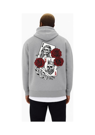 Benroma 3 İplik Penye Baskılı Over Size Unisex Sweat Gri