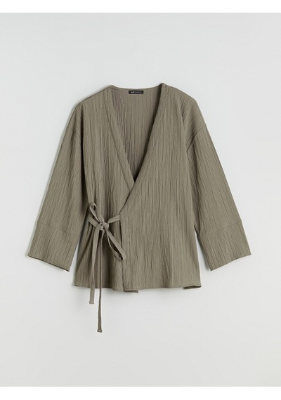 Lcw Modest Haki Kruvaze Yaka Dokulu Oversize Kadın Kimono