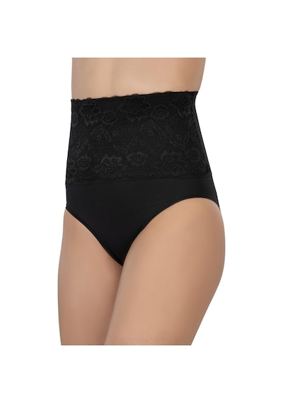 Siyah Mı Emay 2090 Önü Dantelli Yüksek Bel Slip Korse Siyah