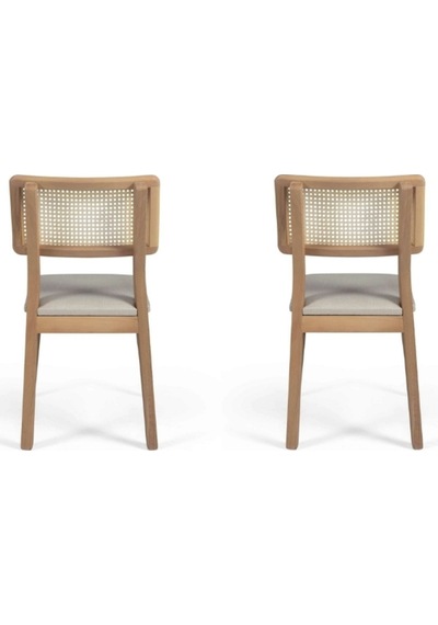 Visby Krem Sedef Natural Ahşap Bohem Sandalye