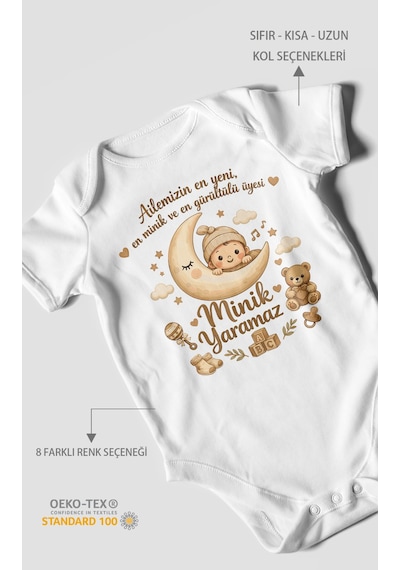 Morivokids Ailemizin En Yeni Yazılı Kısa Kollu Bebek Body %100 Pamuk Beyaz
