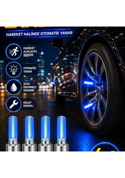 Otomatik Hareket Sensörlü Led Sibop Lambası 4'lü Araç Lastik Işığı