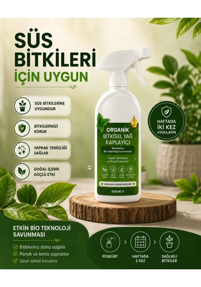 Organik Koruyucu Sprey Süs Bitkileri İçin 500 Ml Yaprak Temizleyici Bitki Bakım Spreyi