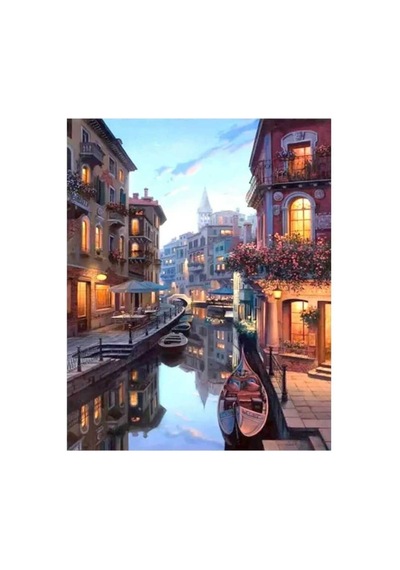 Venedik Kanal Gezisi Sayılarla Boyama Seti - Çerçeveli, 40x50cm