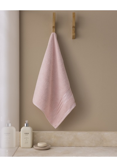 Marnot Bordürü %100 Pamuk Floşlu Yüz Havlusu - Pudra - 50x80 Cm 8684427300091 Çok Renkli