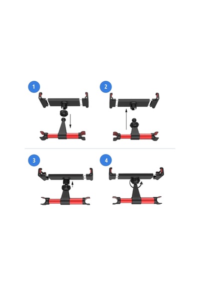 Store Araç Telefon Ve Tablet Tutucu, Arka Koltuk Montajlı Seyahat İçin Kırmızı