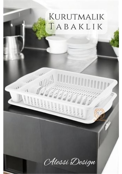 Modacar Bulaşık Durulama Sepeti Tabaklık Bulaşık Kurutmalık Beyaz Alessi