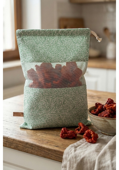 3 Adet Bakliyat Kesesi Büyük Boy 24x34 Erzak Kuru Gıda Saklama Kabı Torbası Fileli Bez Soft-Set 101