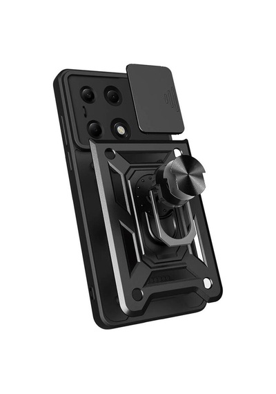 Xiaomi Poco M6 Pro 4g Kılıf Magnetik Standlı Kamera Korumalı Sürgülü Vega Kapak