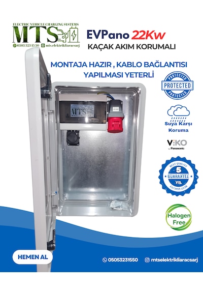 22kW Trifaze Viko IP66 Kilitlenebilir Kombinasyon Kutusu Panosu  Kaçak Akım Röleli 5x32A 22 kw Taşınabilir Elektrikli Araç Şarj Cihazları için