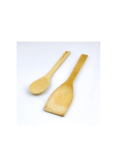 Bambu Spatula Ve Bambu Servis Kaşığı 2'li Set