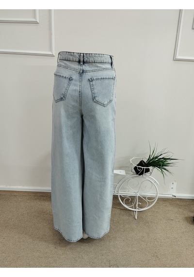 Bhrwear Kadın Yüksek Bel Geniş Paçalı Kot Pantolon Renkli