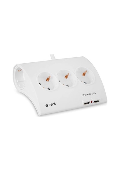 S-link Spg9-5-15 Akım Koruma Ve 2 Adet 2.1a Usb Şarj Soketli Beşli Masaüstü Grup Priz Kdo