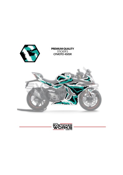 Cfmoto 450sr Kaplama Sticker Air Brush Motor Kaplama Modeli Hazır Kit Tüm Modeller Uyumlu Turkuaz