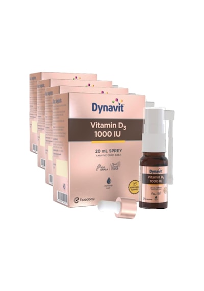 Vitamin D3 1000 Iu 25mcg 20 Ml Sprey - Bağışıklık & Kas & Kemik - D3 Vitamini 4 Paketi