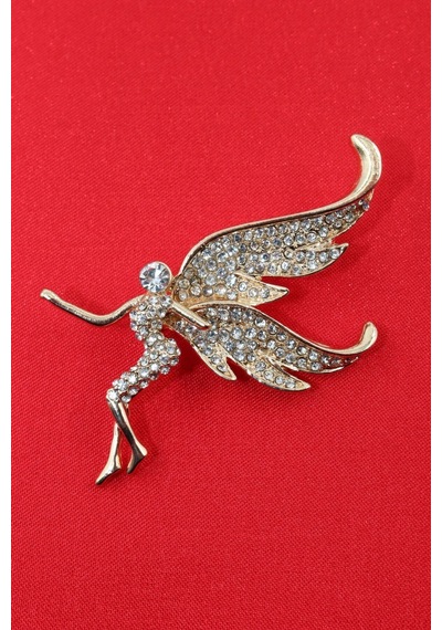Melek Broş. Taşlı Tasarım Broş, Gold Melek Broş. Yaka İğnesi Broş. Kadın Broş. Broş. Gold