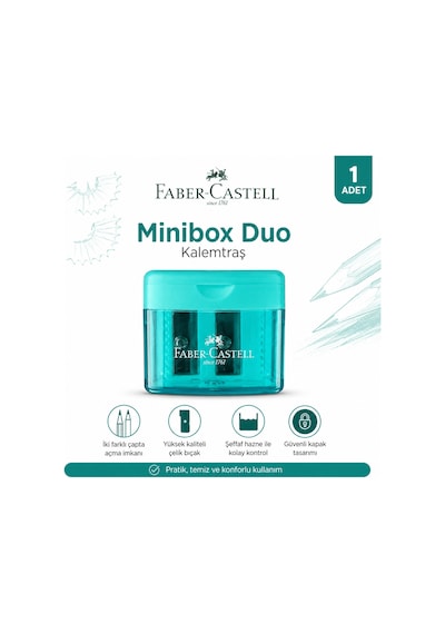 Faber-castell Minibox Duo Çift Hazneli Kalemtıraş Pastel Renkler 1 Adet