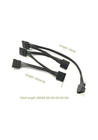 60 cm. Molex IDE 4 Pin To 5 Port Sata Power HDD Güç Çoklayıcı