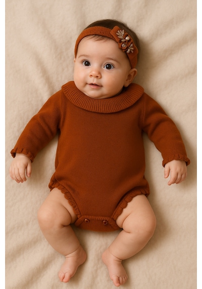 Babyhola Kız Bebek Triko Bandana Badi 2'li Set Yenidoğan Konsept Çekim Kostümü 9000 Turuncu Babyhola Kız Bebek Triko Bandana Badi 2'li Set Yenidoğan Konsept Çekim Kostümü 9000 Turuncu