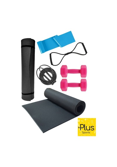 Full Plus Premium Pilates Seti Yoga Matı Direnç Lastiği Dambıl Atlama İpi Siyah Siyah