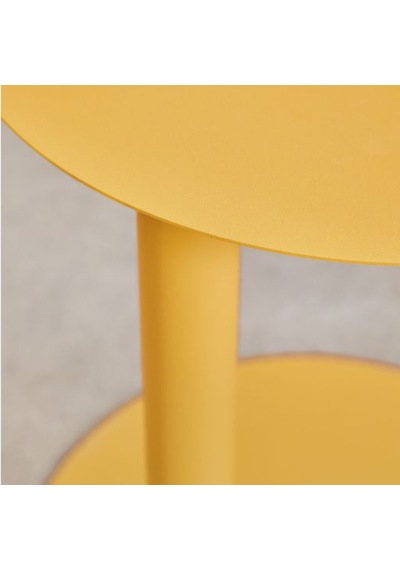 Paledin Design Magna Yan Sehpa Modern Yuvarlak Çelik Koltuk Yanı Sehpası Granit Grisi 40x40x50 Cm Sarı