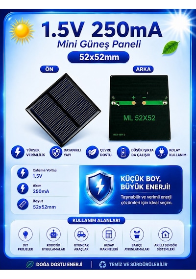 Mini Güneş Paneli Seti 5 Li Solar Panel Paketi 1.5v / 4.2v / 12v