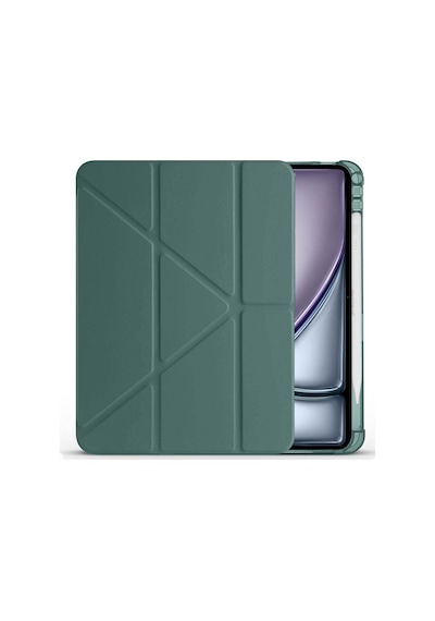 Apple Uyumlu iPad Air 11'' M3 2025 m2 2024 Üçgen Katlanabilir Kalem Şarj Bölmeli Standlı Kılıf Kapaklı