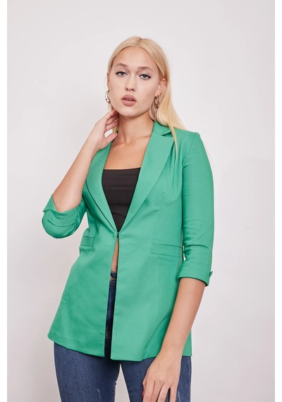Kapri Truvakar Kol Süs Cepli Kopçalı Ofis Blazer Kumaş Ceket-benetton Yeşil B.yeşili