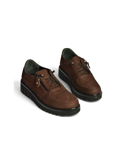 Fox Shoes U555040401 Kahverengi Hakiki Deri Nubuk Kadın Ayakkabı