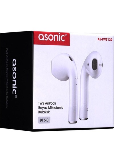 As-tws130 Beyaz Mobil Telefon Uyumlu Bluetooth Tws Apple AirPods Mikrofonlu Kulaklık