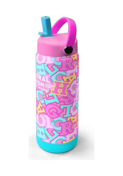 Coral High Pembe Su Yeşili Harf Desenli Katlanır Ağızlıklı Çelik Termos 650 Ml 38323 Su Yeşili